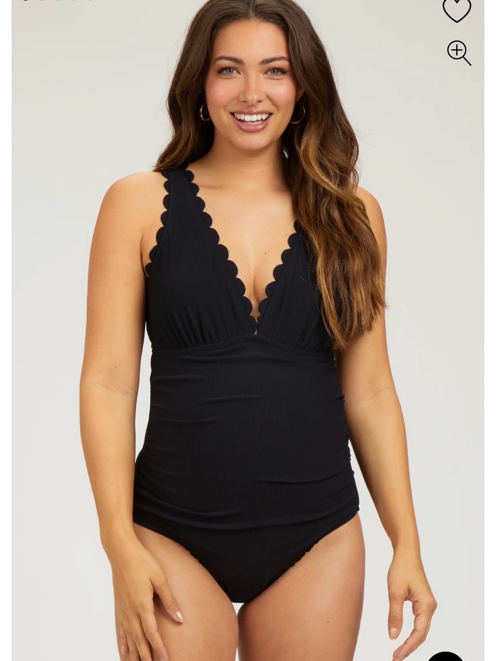 Pinkblush Black Scallop V-Neck One-Piece Swimsuit